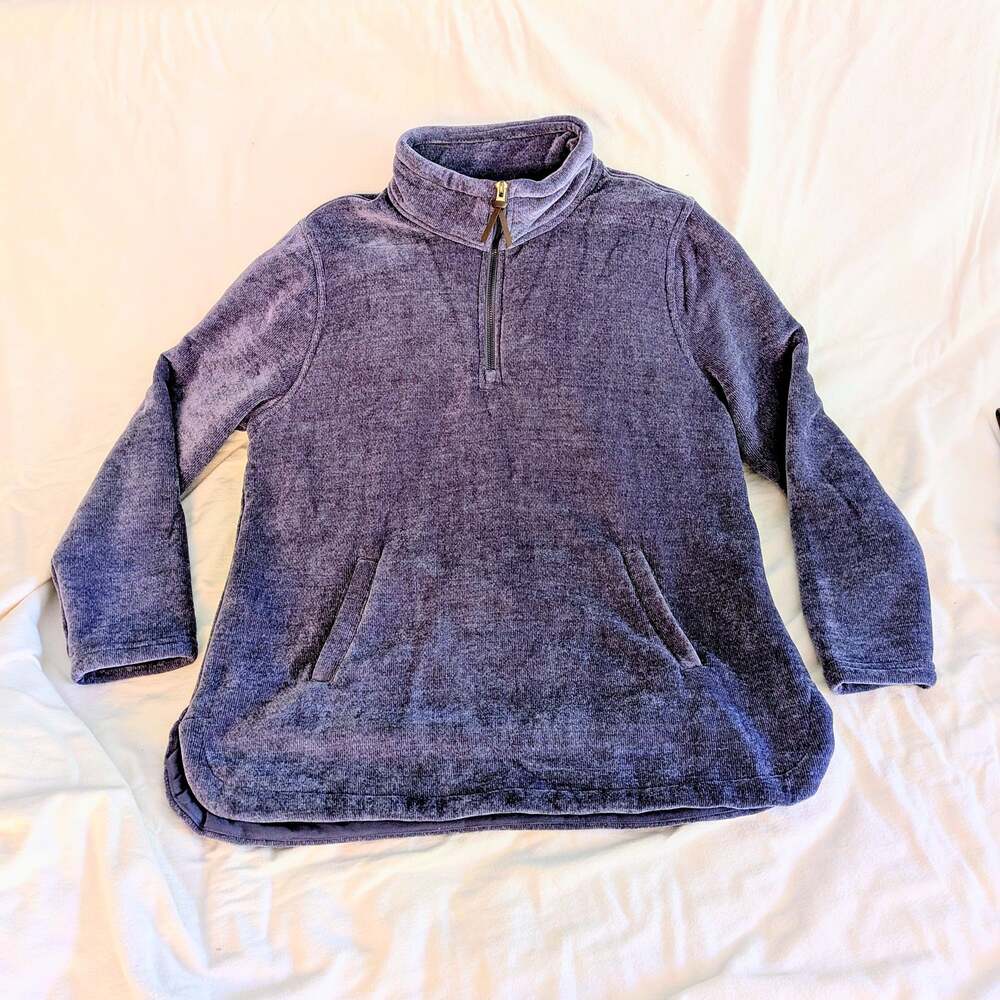 32 Degrees Heat Plush Ribbed Quarter Zip Pullover Blue Size L